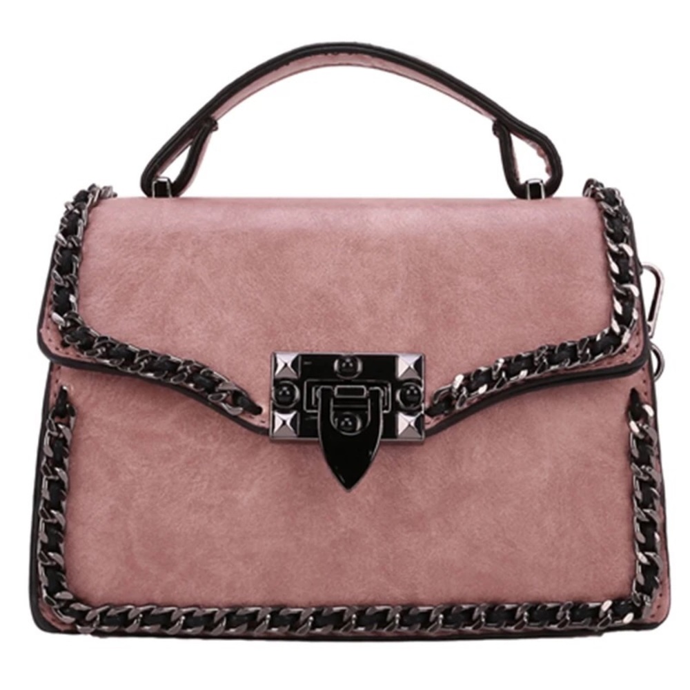 Handbag chain lock blush pink womens shoulder purse - Picture 4 of 8